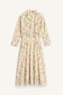 ZARA ПЛАТЬЕ-РУБАШКА МИДИ С ПРИНТОМ, ЛАЙМОВЫЙ