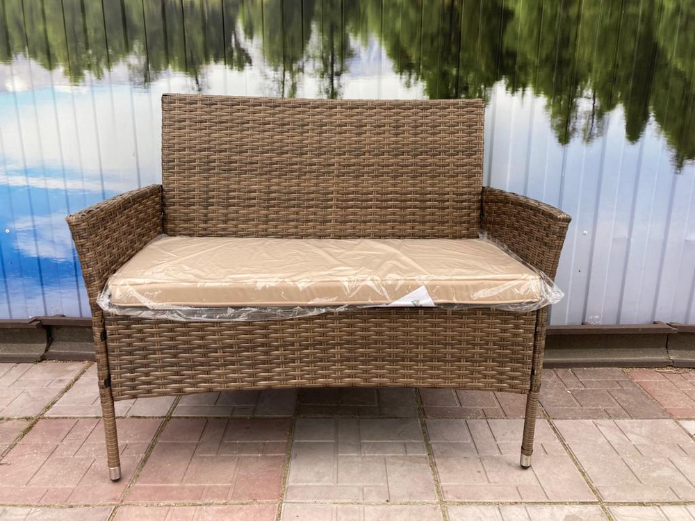 Двухместный диван из искусственного ротанга Анкор — Шоколад