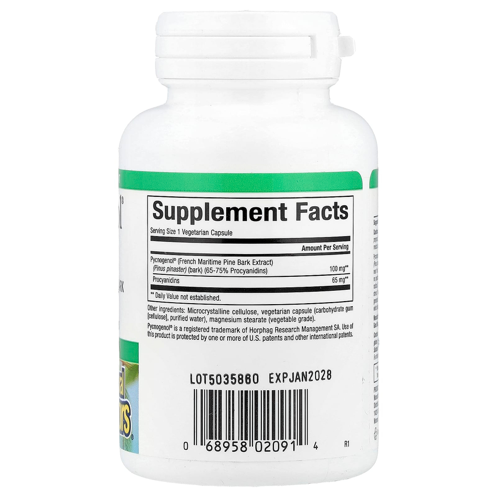 Natural Factors, Pycnogenol®, 100 мг, 30 вегетарианских капсул
