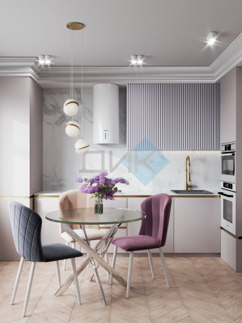 Стол DikLine R90 опоры хром