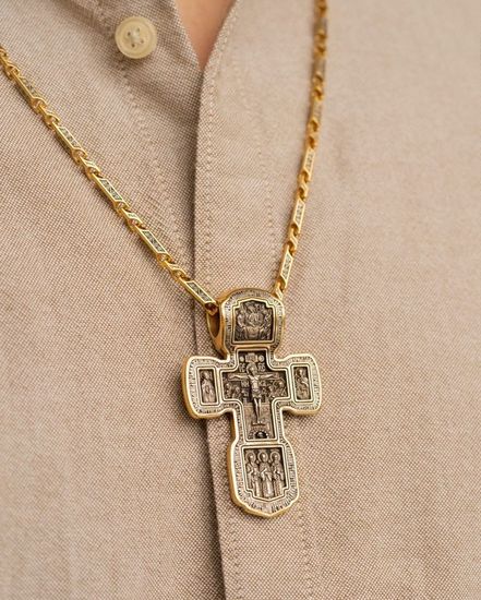 Православный Крест. Распятие Христово. Святая Троица. Свт. Николай Чудотворец. Мч. Трифон. Три Святителя. Икона Божией Матери «Толгская». Ангел Хранитель. Прп. Сергий Радонежский. Свт. Спиридон Тримифунский._3