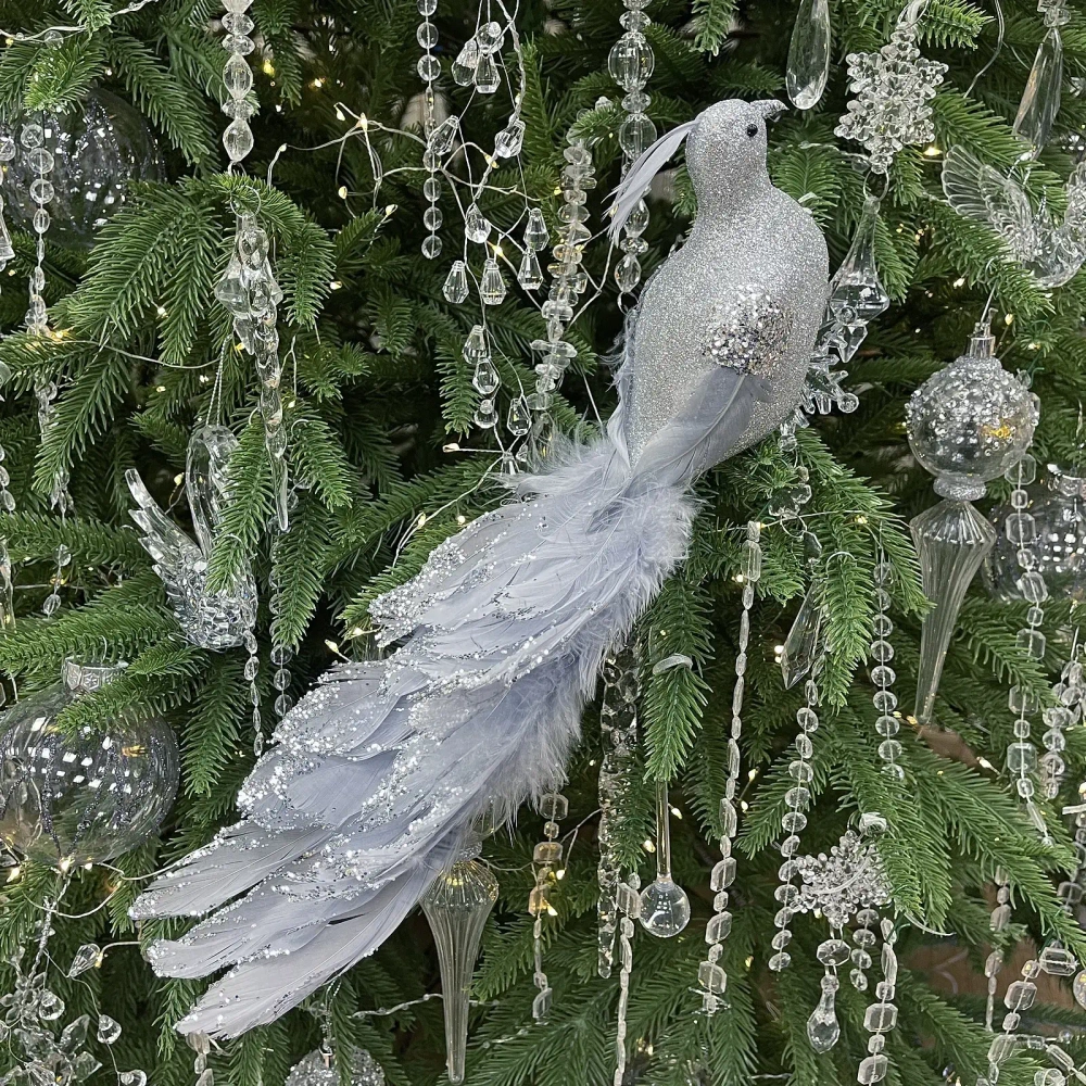 Фигурка новогодняя «Королевская птица» 37 см, серебро