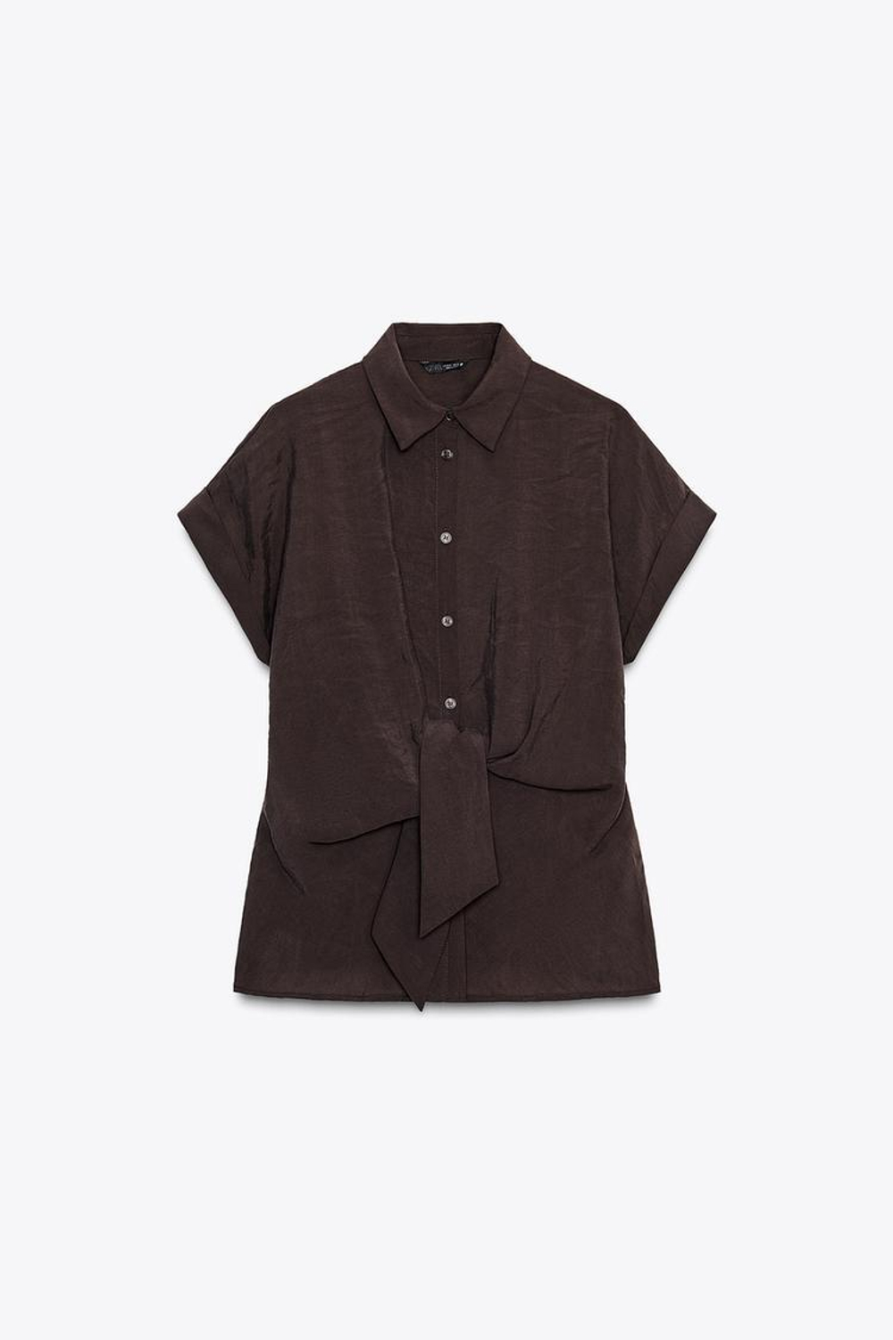 ZARA РУБАШКА С УЗЛОМ, КОРИЧНЕВЫЙ