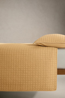 ZARA HOME ДЕТСКОЕ СТЕГАНОЕ КВАДРАТНОЕ ОДЕЯЛО, ГОРЧИЧНО-ЖЕЛТЫЙ