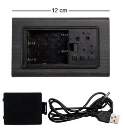 ЯЛ-07-07/ 1 Часы электронные треуг.сред. (чёрное дерево с красной подсветкой)