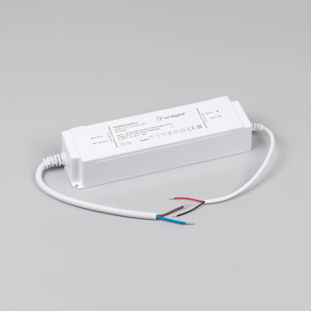 Блок питания ARPJ-SP-143700-PFC (100W, 72-143V, 0.7A) (Arlight, IP67 Пластик, 5 лет) 037895