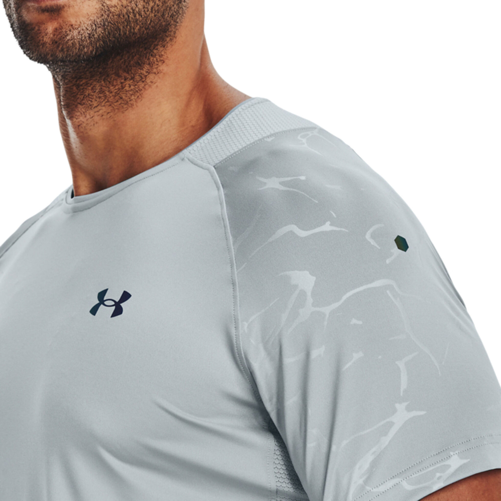 Мужское теннисное поло Under Armour Rush Emboss T-Shirt Men - Light Blue