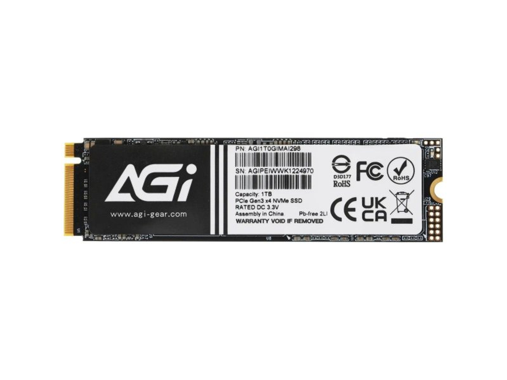 SSD накопитель AGI AI298 1ТБ, M.2 2280, PCIe 3.0 x4, NVMe [AGI1T0GIMAI298-CB]
