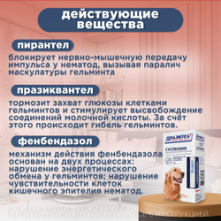 Суспензия от гельминтов для собак средних и крупных пород Празител Плюс, 10мл. Празиквантел/Пирантел/Фенбендазол