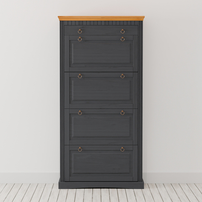 Тумба для обуви Неаполь из сосны, 4 двери с ящиком, 87х169х21 см, серый