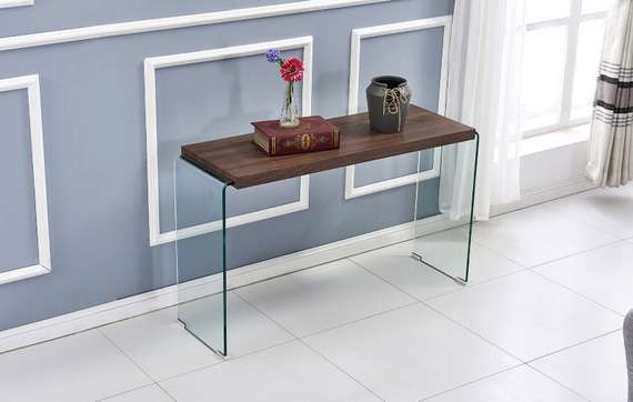 Консоль Glass с деревянной столешницей