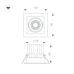 Светильник MS-VORTEX-BUILT-S140x140-30W Warm3000 (BK-BK, 30 deg, 230V) (Arlight, IP20 Металл, 5 лет) 058369