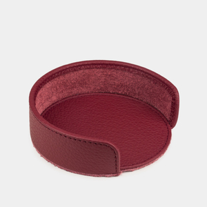 Подставка под подстаканники из натуральной кожи теленка, вишневого цвета