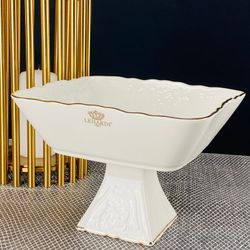 Lenardi 226-197 Квадратная фруктовница 20см на ножке MARIA GOLD в под.уп.(х12)Фарфор