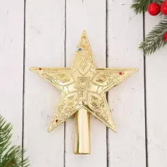 Макушка звезда Узоры с конфетти 12х14 см., золото, Зимнее Волшебство (3562599)