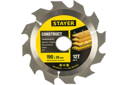 Пильный диск Construct line для древесины с гвоздями (190x30 мм, 12Т) Stayer 3683-190-30-12