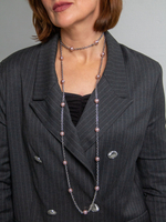 Колье "Бланш" 130 см из жемчуга розовый щербет на серебряной цепочке