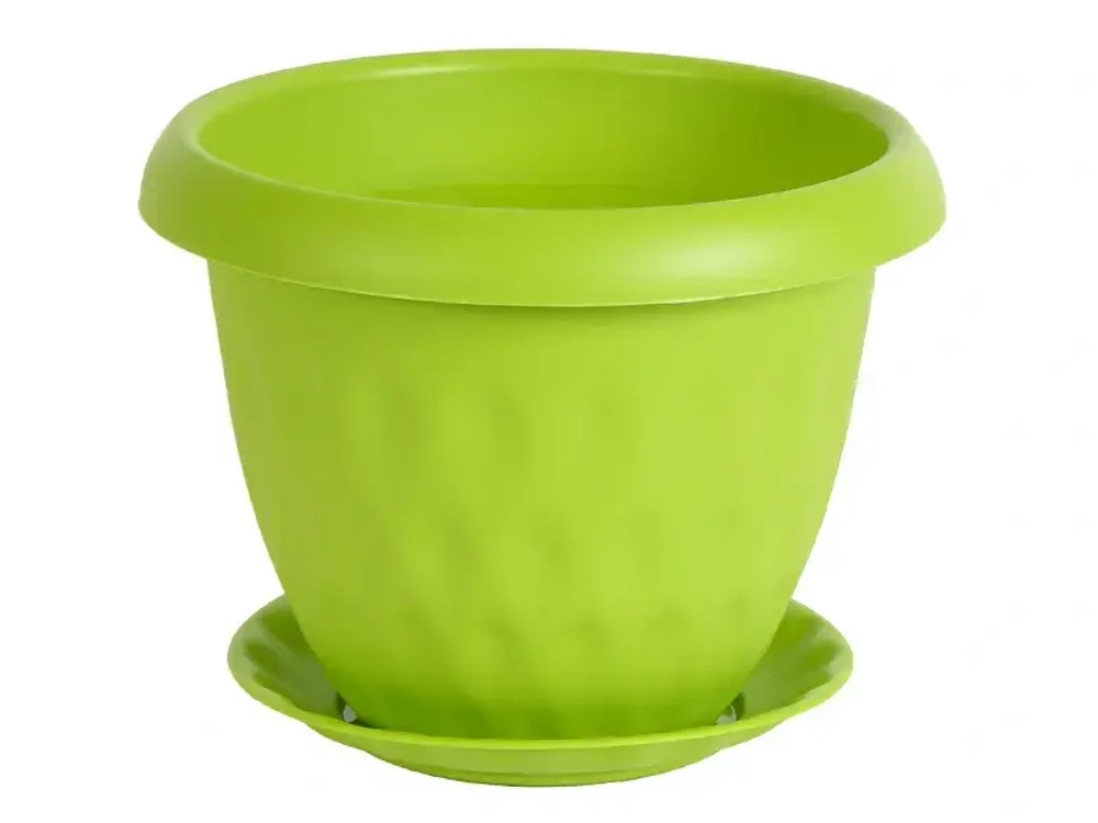 Горшок для цветов пластиковый 0,9л d-14см «Розетта» c поддоном зеленый С125ЗЕЛ