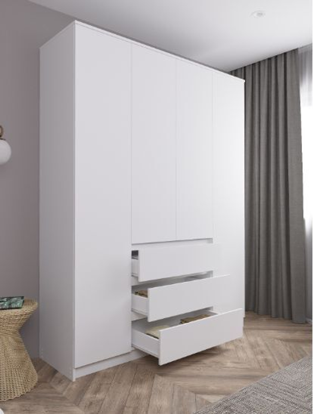 Шкаф для одежды распашной с полками Белый, 160х50х210 см Мори ДСВ Мебель