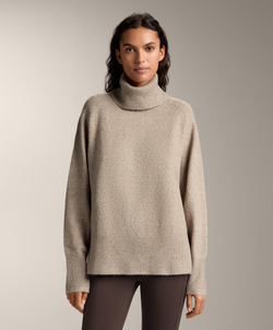 Oysho Свитер свободного кроя с высоким воротником, бежевый меланж