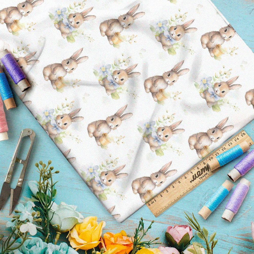 Ткань премиум мембрана милые зайчики