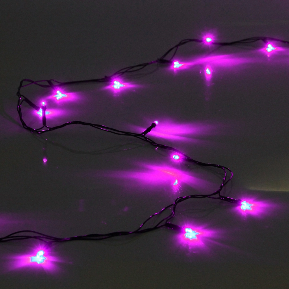 Гирлянда для дома 1,5м 12 ламп LED зелёный пров.,8 реж, IP-20, Розовый