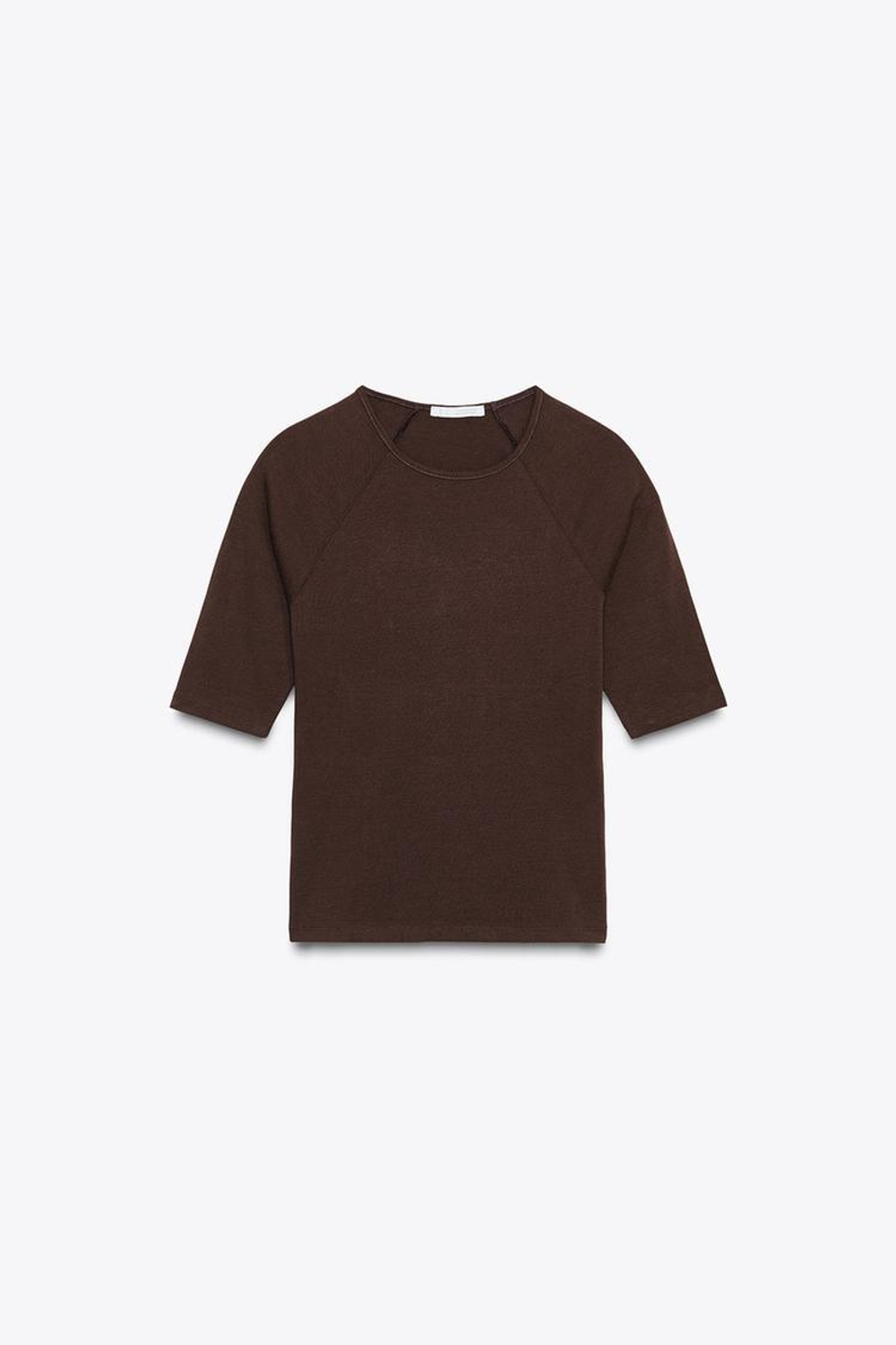 ZARA МЯГКАЯ ФУТБОЛКА, КОРИЧНЕВЫЙ