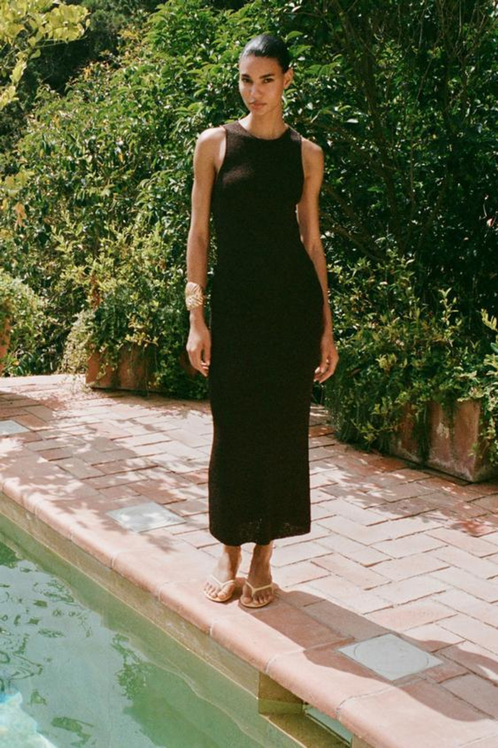 ZARA ДЛИННАЯ ТРИКОТАЖНАЯ ЮБКА С УЗОРНОЙ ВЯЗКОЙ, ШОКОЛАДНЫЙ