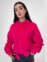 Толстовка LJHY 8315 однотонная со сборкой и сердечками на рукавах