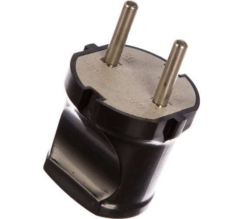 Вилка без заземляющих контактов,черная 6А 250В А0113