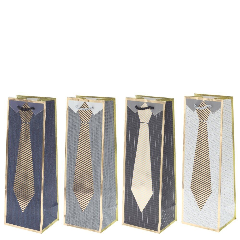 GAEM Пакет подарочный для бутылок (бумага 210г/м2, блок микс 12шт), L12 W10 H35 см, 4в.