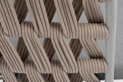 "Диего" стул плетеный из роупа, каркас из стали светло-серый (RAL7035) муар, роуп бежевый круглый, ткань светло-серая