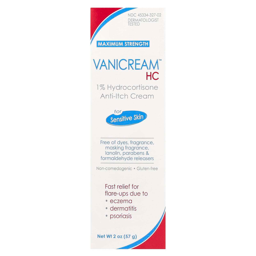 Vanicream, 1% крем против зуда с гидрокортизоном, максимальная эффективность, без отдушек, 57 г (2 унции)
