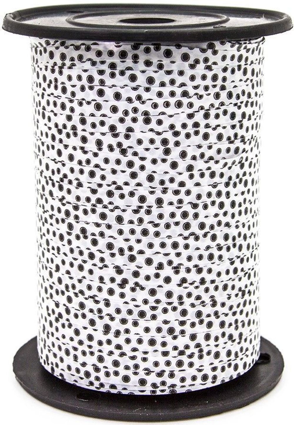 Лента (0,5 см*500 м) Черные точки, Белый, 1 шт.