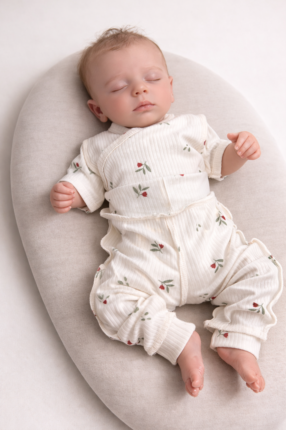 Боди кр.рукав и штанишки в рубчик, Цветы