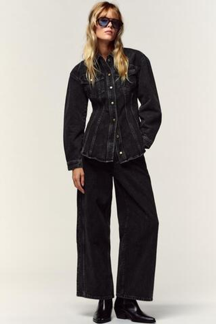ZARA ДЖИНСЫ-КЮЛОТЫ Z1975 С ВЫСОКОЙ ПОСАДКОЙ, ЧЕРНЫЙ