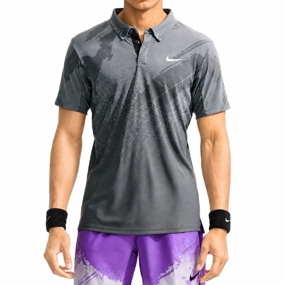 Мужское теннисное поло Nike Court Paris Slam Advantage Dri-Fit Tennis - anthracite/cool grey/white