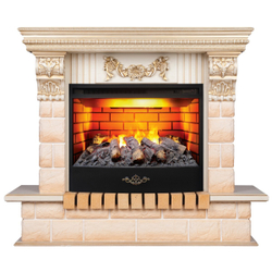 Электрокамин RealFlame Gracia 24/25,5 WT белый дуб с золотой патиной с очагом 3D Firestar 25,5