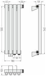 Сунержа Эстет-0 EU50 правый 500х180 4 секции
