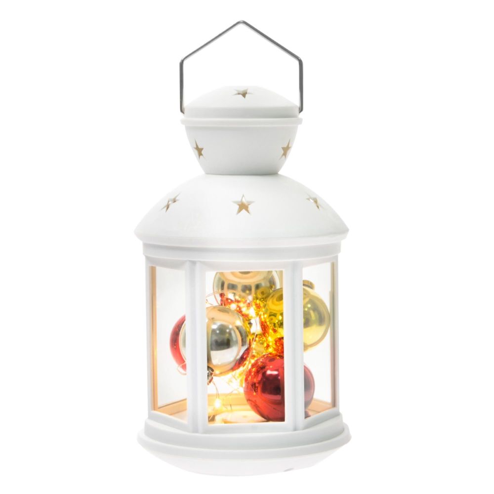 ULD-L1220-012-TTB-WW WHITE Фонарь со светодиодной гирляндой внутри. на батарейке в комплект не входит. 12 светодиодов. Теплый белый свет. Режим мерцания. Белый корпус. 12x20 см. TM Uniel.