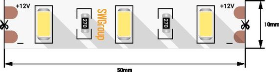Светодиодная лента SWG 12W/m 60Led/m 5630SMD холодный белый 5M SWG660-12-12-W-M 009476