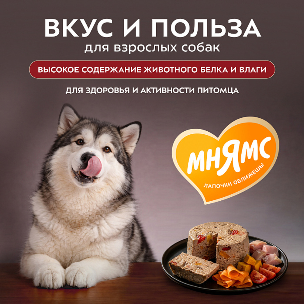 Влажный корм консервы для собак всех пород Деликатес "Касуэла по-мадридски" паштет из кролика с овощами Мнямс 0,2кг 12 шт