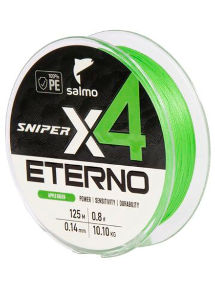 Шнур плетёный Salmo Sniper х4 ETERNO BRAID Apple Green 125/014
