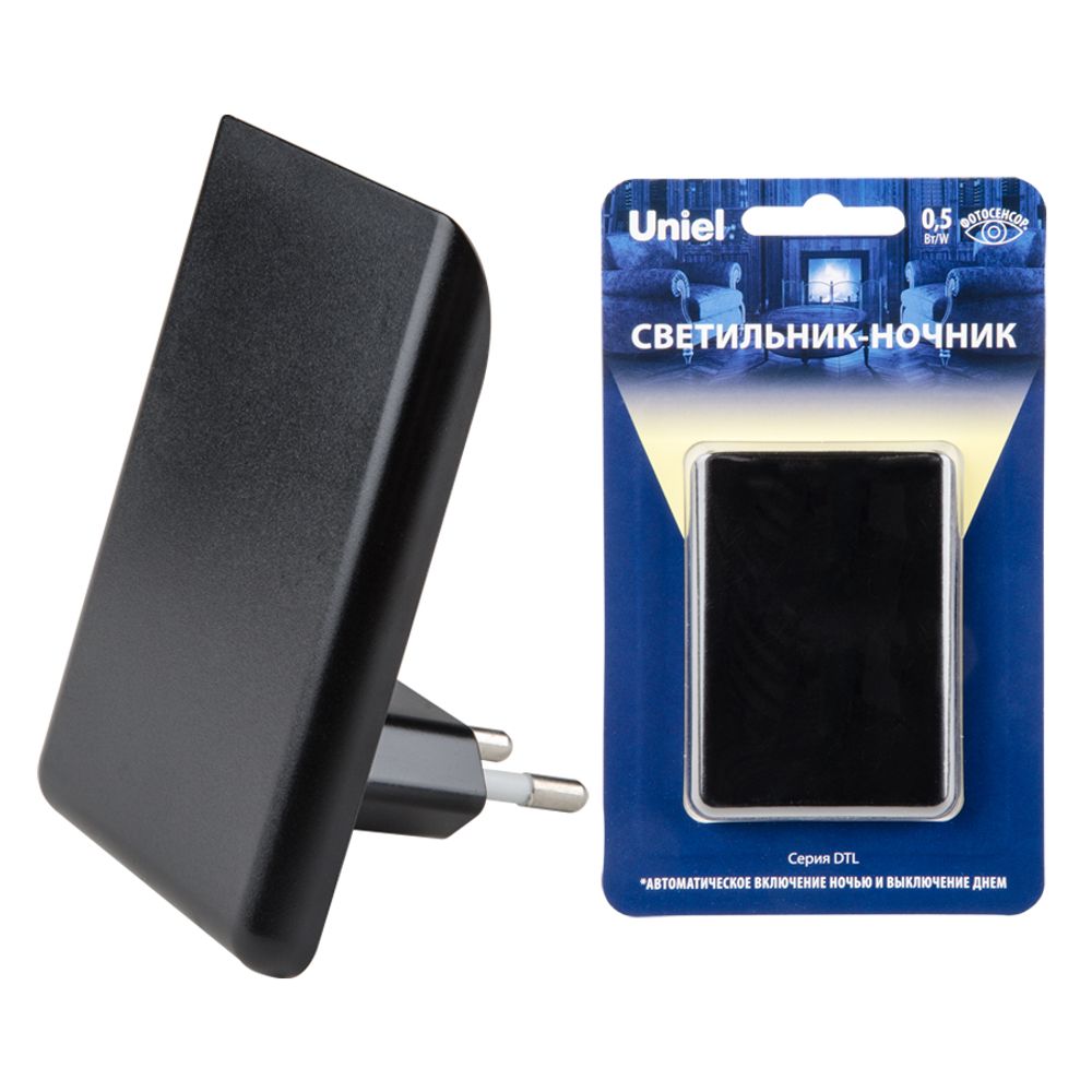 DTL-320 Прямоугольник-Black-Sensor Светильник-ночник. С фотосенсором день-ночь. Черный. ТМ Uniel