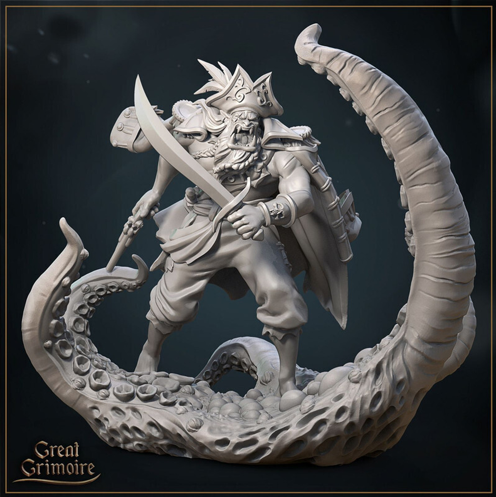 Орк Полуорк Пират Воин Варвар Файтер миниатюра для dnd, днд, pathfinder, фентези, Настольная игра, НРИ, Варгейм, РПГ
