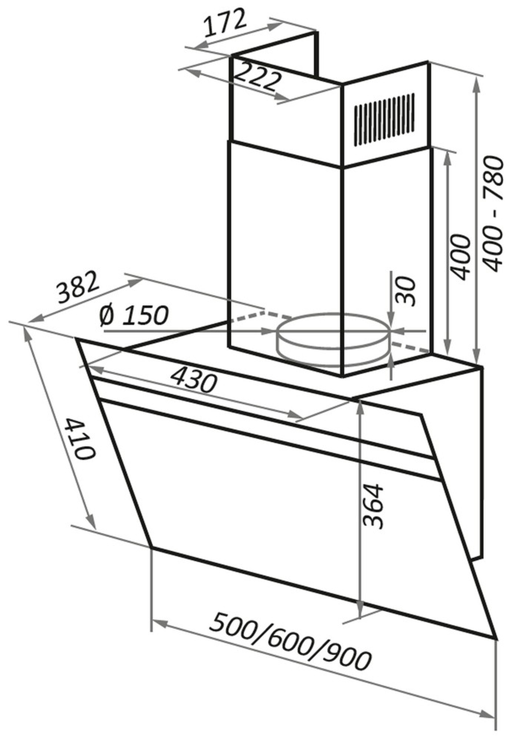 Кухонная вытяжка MAUNFELD Medway 60 белый\вставка сатин