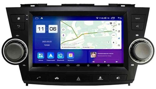 Магнитола для Toyota Highlander 2 2007-2013 XU40 - Parafar PF035T2RN2K на Android 13, Быстрая, QLED+2K, CarPlay, 4G SIM-слот (крутилки декоративные)