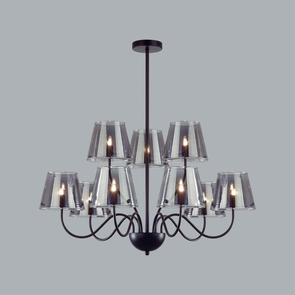 6570/9C MODERNI LN26 212 черный/дымчатый/металл/стекло Люстра потолочная G9 9*20W 220V SMOKY