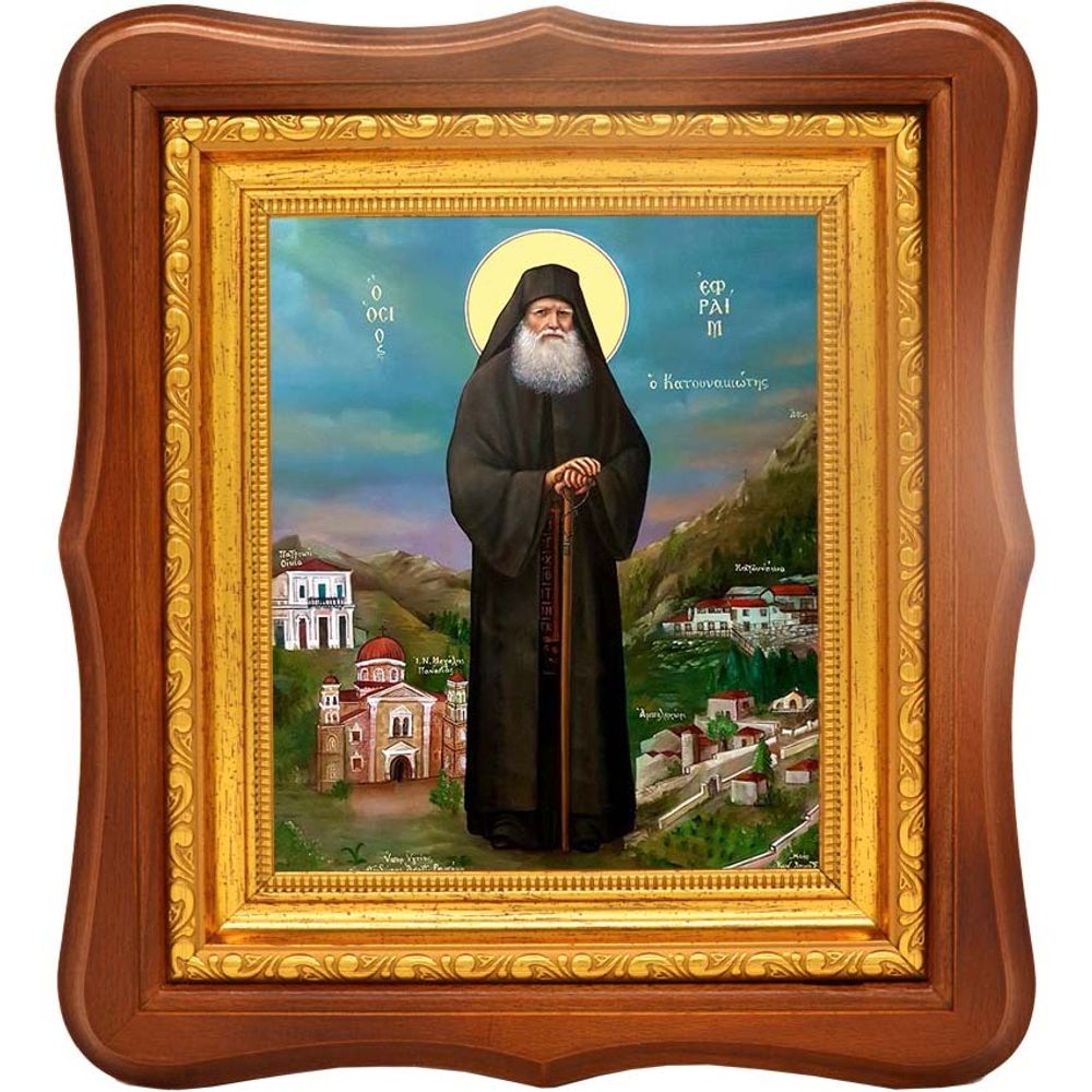 Ефрем Катунакский преподобный. Икона на холсте.