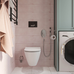 Ершик для унитаза DIWO Смоленск ПК14787 настенный, черный, хром, с подставкой и держателем